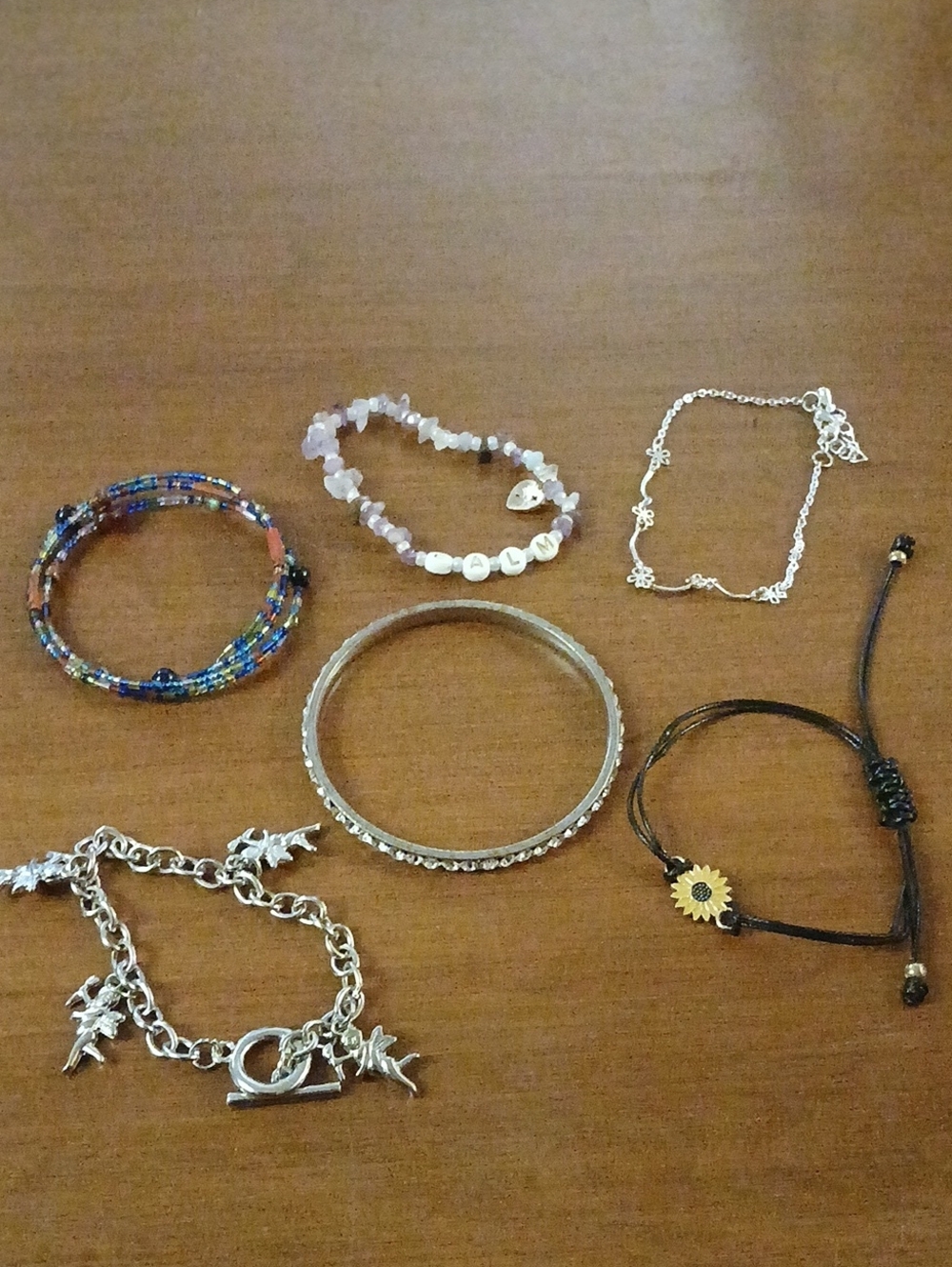 6 Fashion Bracelets Mixed-Bead and Charm Bracelet Set